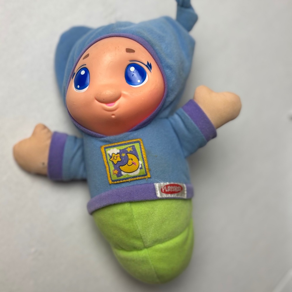Playskool Lullaby Gloworm Blue Green 2005 Hasbro Plush Light Up Musical Tested